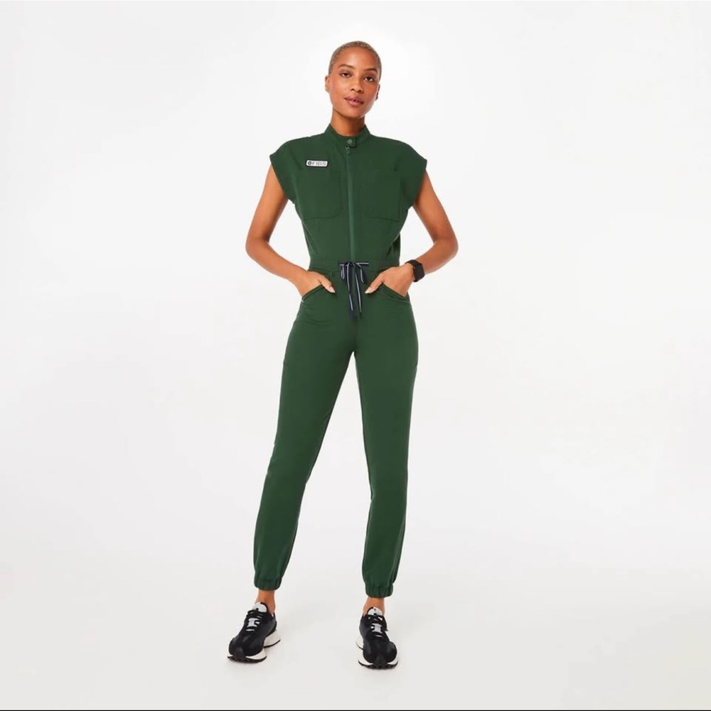 Green Jumpsuit with Black Accents